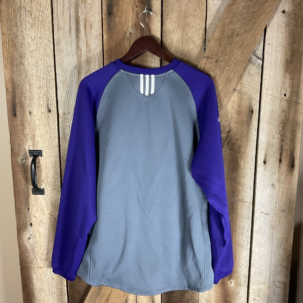 Adidas Men's Taylor University Gray and Purple Long Sleeve Shirt Size Large - Picture 4 of 5